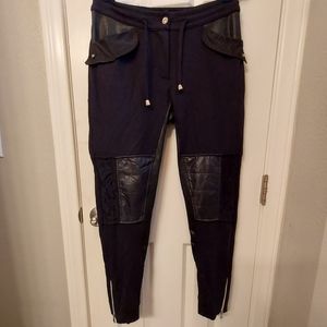 Elisa Cavaletti faux leather trim jogger pants